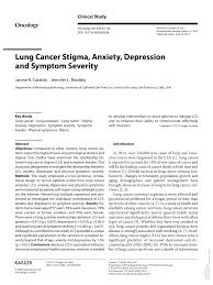 However, if it is an early warning sign of lung cancer, then this persistent cough will tend to linger. Pdf Lung Cancer Stigma Anxiety Depression And Symptom Severity