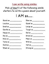 Simile Starters Simile Writing Poems Writing