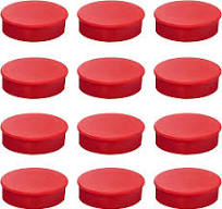 Pack of 72 Red Round Flat Magnets - 24mm Whiteboard Office Fridge - by  Janrax