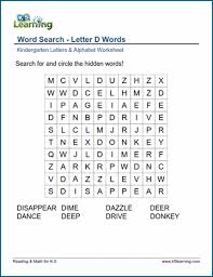 Words are listed in alphabetical order. Word Search Letter D Words K5 Learning
