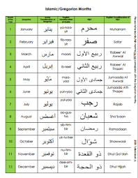 Islamic And Gregorian Month Names In Arabic Arabic Vocabulary Arabic Months Islamic Months Name