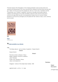 We did not find results for: Doc The Malay Labourer By The Window Of Captalism Zawawi Ibrahim Iseas S Ingapore 1998 Wan Zawawi Ibrahim Academia Edu