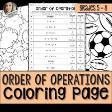 Aunt sally would be proud. Order Of Operations Coloring Page By Lindsay Perro Tpt