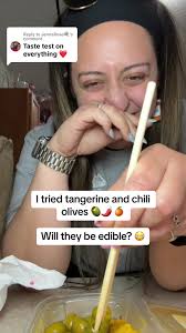Replying to @JennaRose🍭 I tried tangerine and chili olives!!! Here's ...