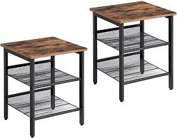 Amazon Com Vasagle Industrial Nightstand Set Of 2 Side Tables End Tables With Adjustable Mesh Shelv In 2020 Living Room End Tables Living Room Side Table End Tables