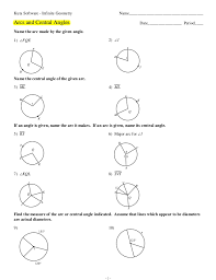 Worksheet to calculate arc length and area of a sector (degrees). 7 6 Arcs And Arc Length No Key