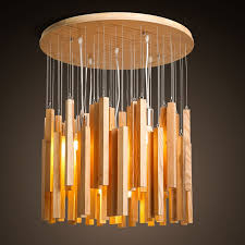 Nordic Style Round Wood Chandelier Hall Light Living Room Lamp Home Decoration Lighting Fixture With L Lamps Living Room Wood Chandelier Living Room Lighting