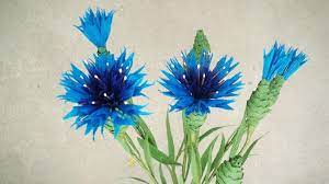 How To Make Cornflower From Crepe Paper Craft Tutorial Paper Flowers Craft Paper Flower Art Paper Flowers