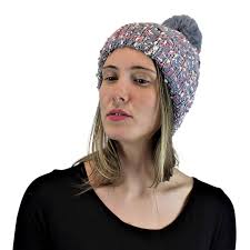 Chunky Knit Multicolor Knitted Beanie Hat Pom Pom Faux Fur Lined Extra Warm  Soft