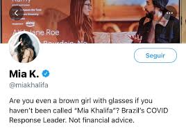 Anvisa aprova testes da butanvac em humanos. Eixo Politico On Twitter A Ex Atriz Porno Mia Khalifa Conhecida Mundialmente Alterou Sua Bio Do Twitter Agora Consta Brazil S Covid Response Leader Que Significa Lider Da Resposta Do Brasil A Covid