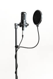 Download Premium Psd Of Professional Condenser Microphone With A Pop Microphone Recording Studio Setup Singing Microphone