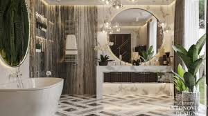 A luxury bathroom often has a high or vaulted ceiling supporting luxury lighting fixtures such as chandeliers or even skylights for natural light. Bespoke Bathroom Design In Dubai By Luxury Antonovich Design