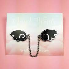 Angel Wings Enamel Pins With Chain Black Silver Wing Lapel Etsy In 2021 Enamel Pins Collar Pins Silver Wings