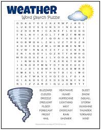 Great collection of jigsaws and math puzzles, mysterious mazes and labyrinths, intriguing visual logic games, easy handwriting worksheets and spot the difference activities, crosswords for kids, guess the word, rebuses. Weather Word Search Puzzle Weather Words Word Puzzles For Kids Weather Word Search