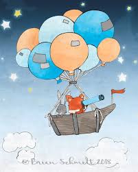 Balloons Nursery Art Print Fox And Rabbit Sailing In The Etsy In 2020 Rabbit Nursery Art Red Fox Art Nursery Art Prints
