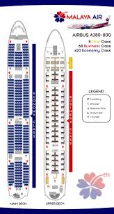 Malaya Air Airbus A380 800 Seat Map Label By