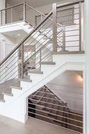 Contemporary Staircase In Entry With Modern Horizontal Stainless Steel Railing In Custom H Staircase Design Modern Stainless Steel Stair Railing Railing Design
