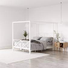 Black metal canopy beds will suit bedrooms which are decorated with industrial furniture. Woven Paths Metal Canopy Bed Full White Walmart Com Walmart Com