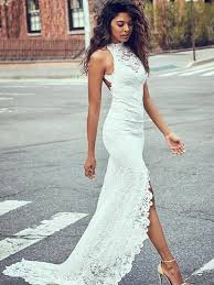 Nach den modetrends bekommen sie die günstige hochzeitskleid in damena.de. Meerjungfrau Linie Mermaid Stil Spitze Neckholder Armellos Sweep Pinsel Zug Brautkleider At Hebeos Online
