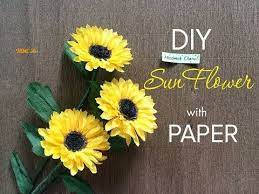 How To Make A Easy Realistic Paper Sunflower Paper Step By Step Youtube Paper Sunflowers Easy Paper Flowers Sunflower Paper Flowers
