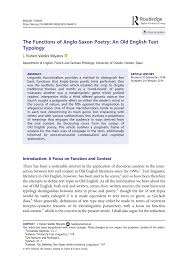 Pdf The Functions Of Anglo Saxon Poetry An Old English Text Typology