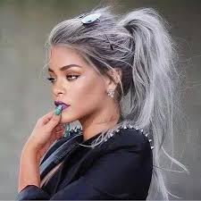 June Ambrose Juneambrose Instagram Photos And Videos Messy Ponytail Hairstyles Silver Hair Color Hair Styles