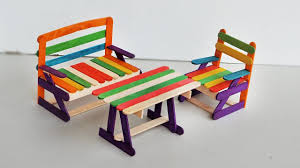 Popsicle Stick Crafts How To Make Outdoor Furniture Set Diy Barbie Furniture Craft Stick Crafts Sticks Furniture
