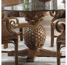 The finish is a light sienna top with golden sienna pedestal. Hospitality Rattan Sunset Reef Indoor Rattan And Wicker Pineapple Dining Table With 48 Glass Top Dining Table Table Wooden Coffee Table