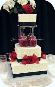 Elegant White Black And Red Wedding Cake Wedding Cake Red Elegant Wedding Cakes Cake Creations