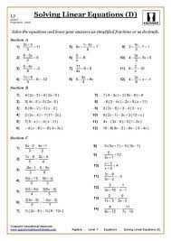 Solving Equations Maths Worksheet Algebra Worksheets Solving Linear Equations Math Worksheets