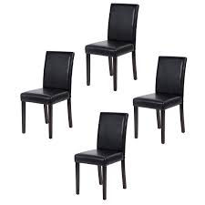 Free 2 Day Shipping Buy Set Of 4 Urban Style Leather Dining Chairs With Solid Wood Legs Chair At Walmar Leather Dining Chairs Side Chairs Dining Dining Chairs
