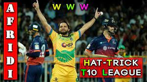 Shahid Afridi Hat Trick In T10 Cricket League Vs Maratha Arabians Amaz Cricket Shahid Afridi League