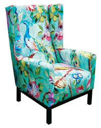 Gorgeous Chair With Bird Print Aqua And Pink Color Inspiration Furniture Upholstered Furniture Upholstered Chairs
