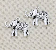 Mik Antique Silver Plated Elephant Charm Pendants