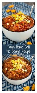 Down Home Chili No Beans Recipe Is A Thick Saucy Stew That Is Loaded With Pork And Beef That S Simmered With Peppe Bean Recipes Stuffed Peppers Chili Recipes