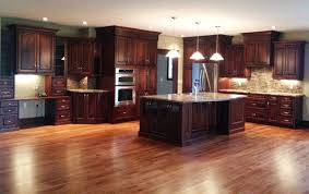 Dream Kitchen Open Concept Dark Cabinets With Contrasting Light Granite Warm We Cherry Cabinets Kitchen Traditional Kitchen Cabinets Dark Kitchen Cabinets