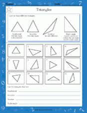 When the sides of a triangle are equal in length, they are congruent. Types Of Triangles Math Practice Worksheet Grade 4 Teachervision