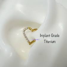 16g Heart With Cz/opal Titanium Seamless Hinged Clicker, Grade 23 Titanium  Segment Ring, Cartilage, Daith, Nickel Free