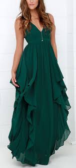 Water Falling For You Dark Green Maxi Dress Maxi Dress Green Chiffon Party Dress Maxi Dress