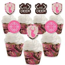 Big Dot Of Happiness Pink Gone Hunting Cupcake Decor Girl Camo Baby Shower Or Birthday Party Cupcake Wrappers Treat Picks Kit Set Of 24 Target
