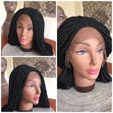 A weave is a hairstyle created by weaving pieces of real or artificial hair into a person's existing hair, typically in order to increase its length or thickness. Braided Wig Lace Front Ghana Weave Color Black Ready To Ship Lace Front Wigs Lace Wigs Braids Wig