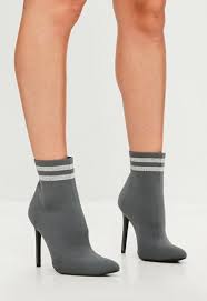 Ugg classic cardi grey button knit tall long chunky warm boots uk 4.5 eu 37.5. Carli Bybel X Missguided Grey Knitted Stripe Pointed Ankle Boots From Missguided On 21 Buttons