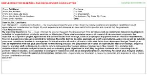Cover letter sample for research position. Director Research And Development Cover Letter