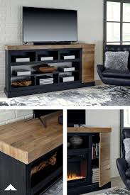 Tonnari Two Tone Brown Xl Tv Stand W Fireplace Option By Ashley Furniture With Its Warm Grainy Finish Fireplace Tv Stand Ashley Furniture Fireplace Option