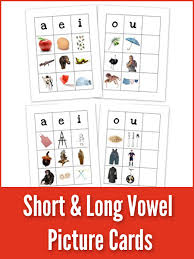 short and long vowel picture cards free preschool printables