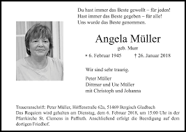 Traueranzeigen von Angela Müller | WirTrauern