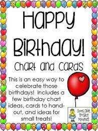 Happy Birthday Chart And Cards For Students Freebie