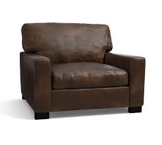 Turner Square Arm Leather Grand Armchair 44 Down Blend Wrapped Cushions Vintage Cocoa At Pottery Barn Leather Armchair Armchair Armchair With Ottoman