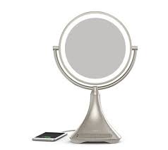 The led lighted mirror with bluetooth makeup/shaving mirror allows you to apply makeup hands free while talking on your phone or listening to your favorite music. Ihome Icvbt7 9 Double Sided Portable Vanity Speaker