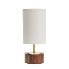 This lamp takes a 40w bulb (not. Better Homes Gardens Woodgrain Touch Table Lamp Walnut And Brushed Brass Finish Walmart Com Walmart Com